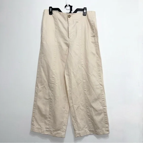 LOFT Cream Wide Leg Pants - Picture 1 of 8